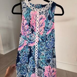 Lilly Pulitzer Navy Dress with Aqua, Teal & Pink Floral Print